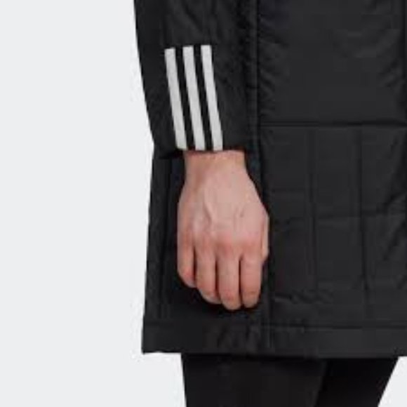 NWT ADIDAS ITAVIC WOMEN'S 3-STRIPES SEASONAL COAT BLACK WITH WHITE SMALL - Picture 7 of 10